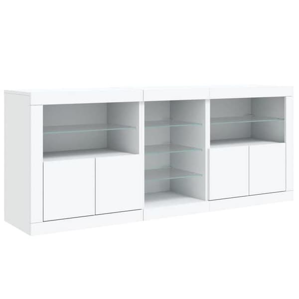 Maison Exclusive - Buffet med hvide LED-lys 162x37x67 cm