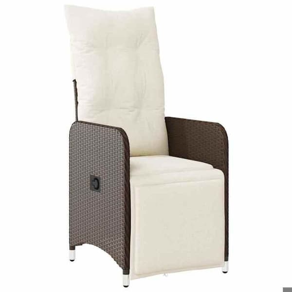Maison Exclusive - Havebistro sæt 7 dele med brune puder i poly rattan brun