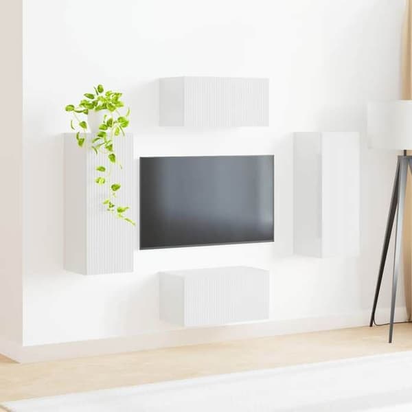 Maison Exclusive - Sæt af 2 TV-møbler Hvid glans Ingeniørtræ