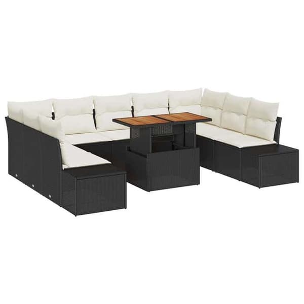 Maison Exclusive - Sæt af 10 pc have-sofaer Sort Poly rattan