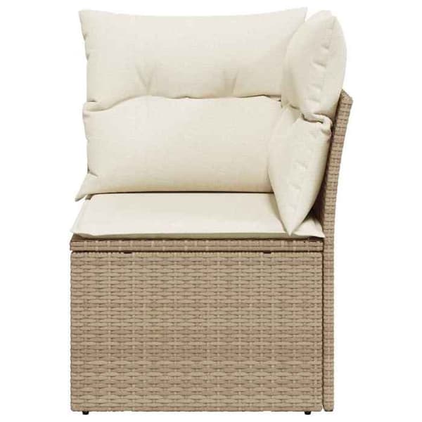 Maison Exclusive - U-formad trädgårdsoffa med beige kuddar i flätad resin