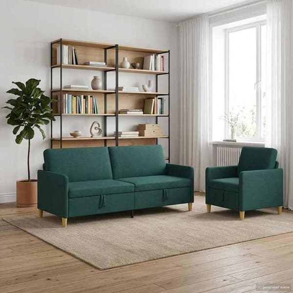 Maison Exclusive - Sofa med opbevaring 2 stk Mørkegrøn Polyester