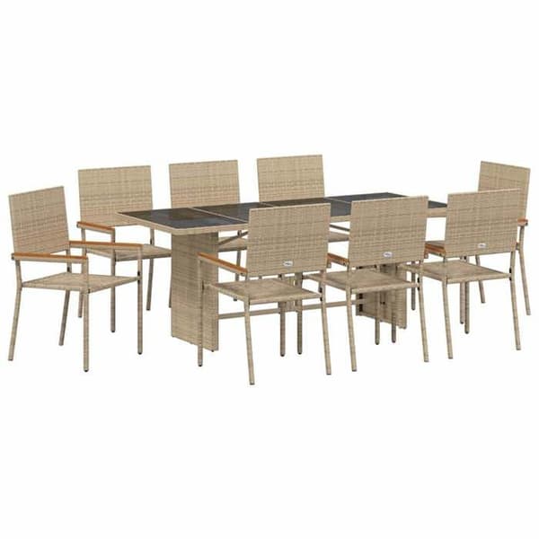 Maison Exclusive - 9 pc spisestue sæt til haven i beige polyrotin beige