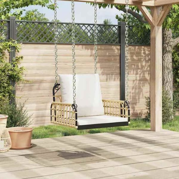 Maison Exclusive - Balansgunga med kuddar 63x58x39 cm flätad resin stål