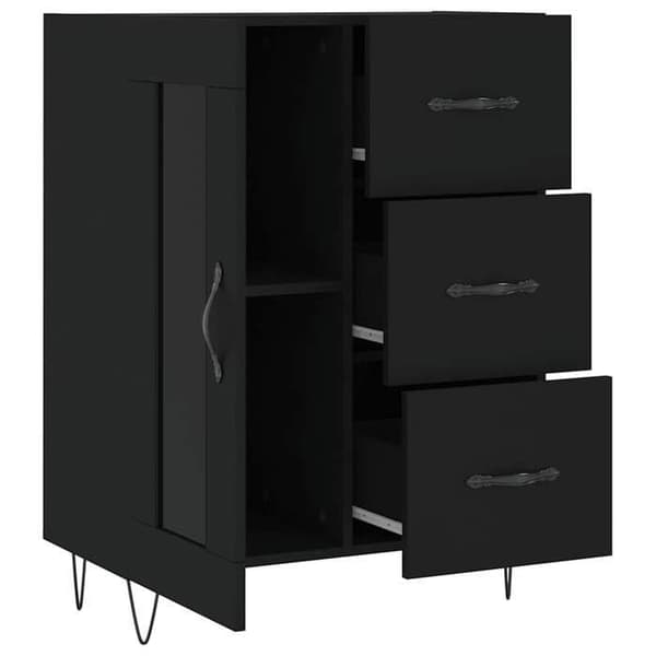 Maison Exclusive - Sort buffet 69,5x34x90 cm ingeniørtræ