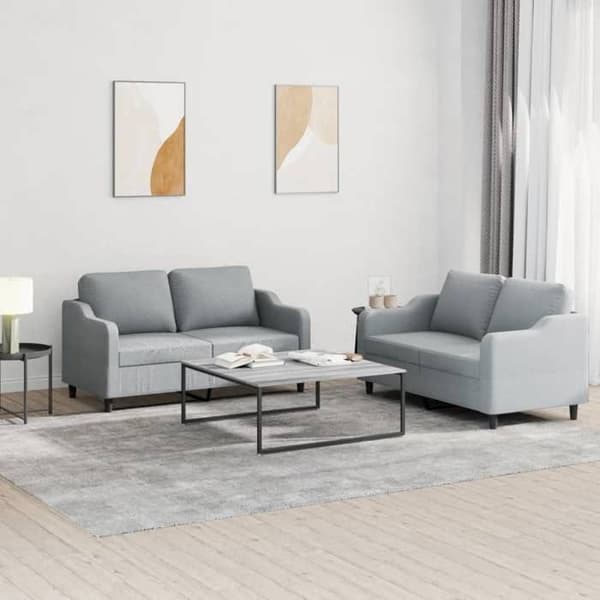 Maison Exclusive - Sæt af 2 sofaer med puder Lys grå Stof