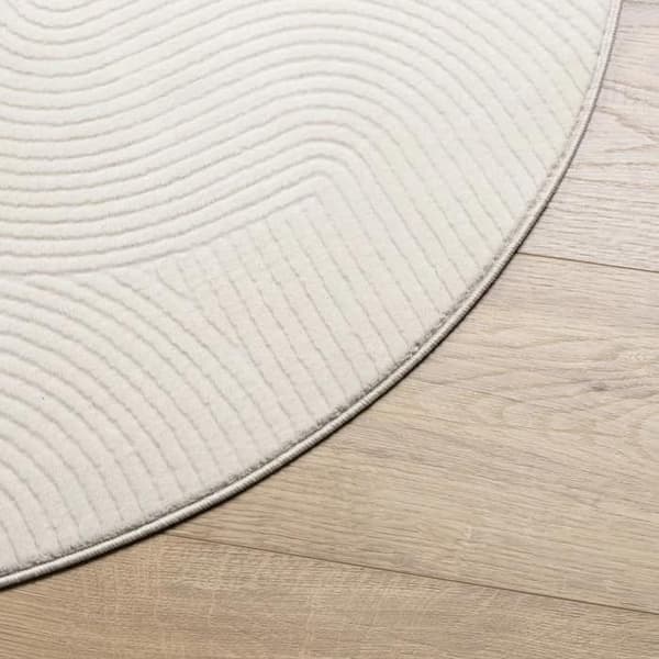 Tæppe - MAISON EXCLUSIVE - IZA - Rund Ø120 cm - Korte hår 100% polyester - Skridsikker bagside Grädde