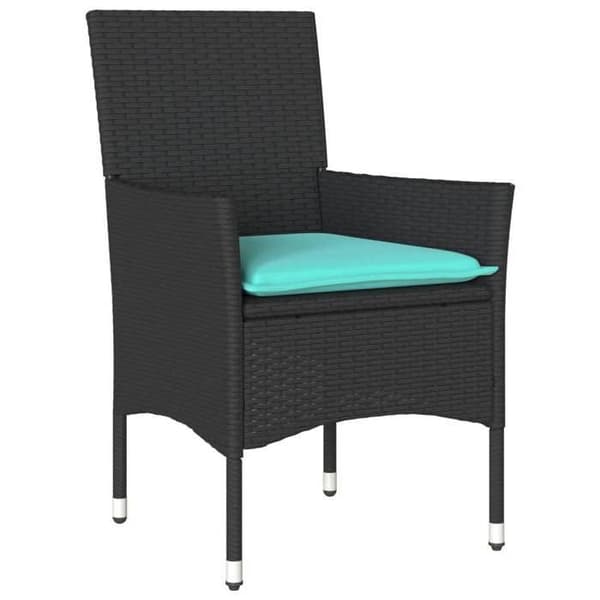 Maison Exclusive - Trädgårdsstolar med kuddar, set om 2, svart flätad resin