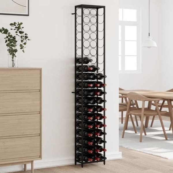 Maison Exclusive - Flaskställ för 57 flaskor svart 34x18x200cm smidesjärn