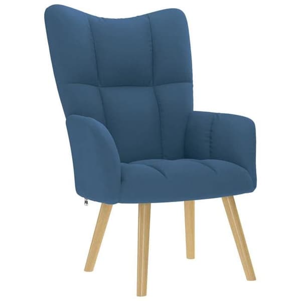 Avkopplingsfåtölj - EXKLUSIV HEM - Relaxstol - Blå - Polyester tyg - Trä- och metallstruktur Blå