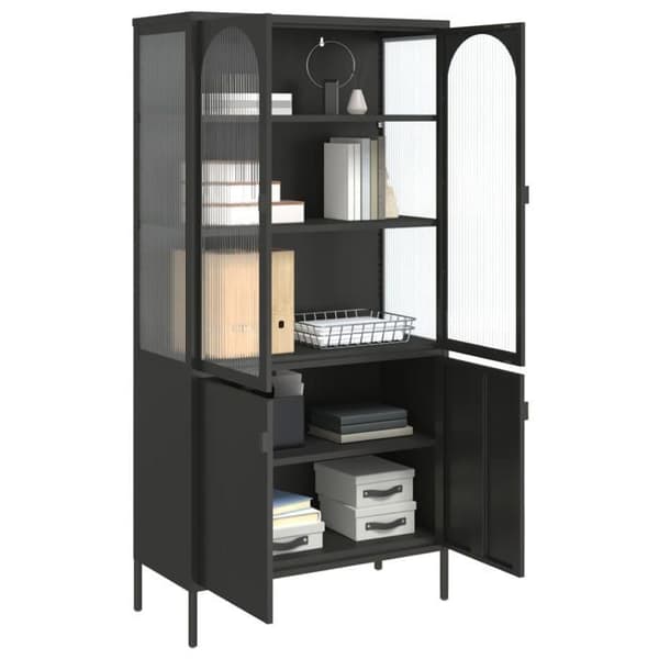 Maison Exclusive - Sort høj buffet 90x40x180 cm glas og stål
