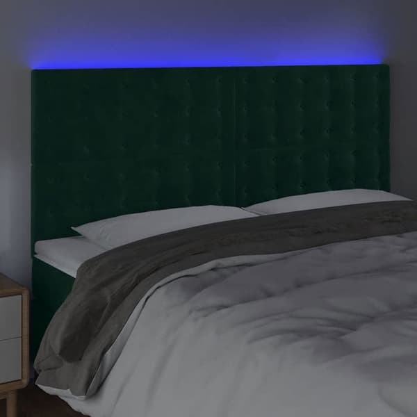 Maison Exclusive - LED-päätylevy tummanvihreä 160x5x118/128 cm sametti Mörkgrön