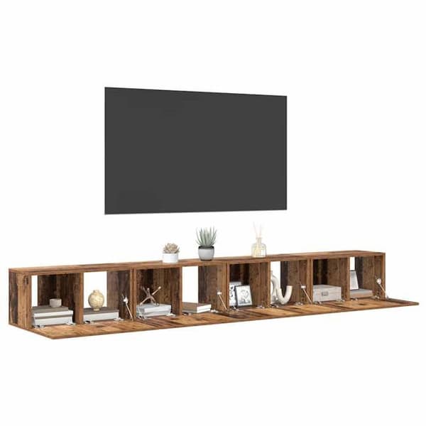 TV-möbel - EXKLUSIVT HEM - 4-delarsset - Väggmonterad - Ingenjörsträ - Modern design