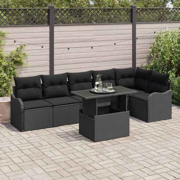 Maison Exclusive - 7-delars Soffgrupp i Svart Poly Rottning Svart