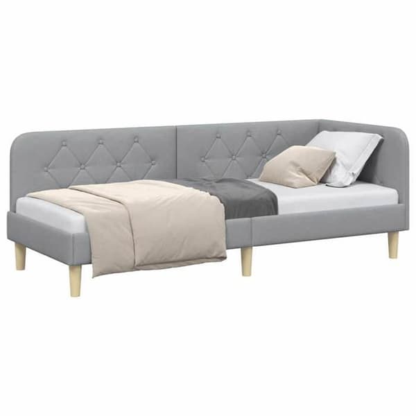 Vinkelsängram - EXKLUSIV HEM - Ram 80 x 200 cm - Ljusgrå - Polyester tyg - Vändbar armstöd Ljusgrått