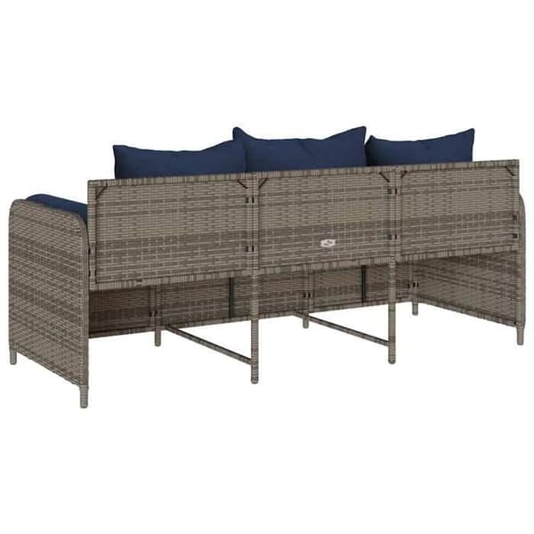Maison Exclusive - Trädgårdsoffa med kuddar 3 platser grå flätad resin