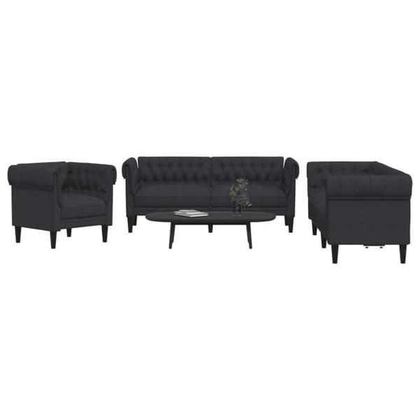 Maison Exclusive - Sæt af 3 sorte stofsofaer