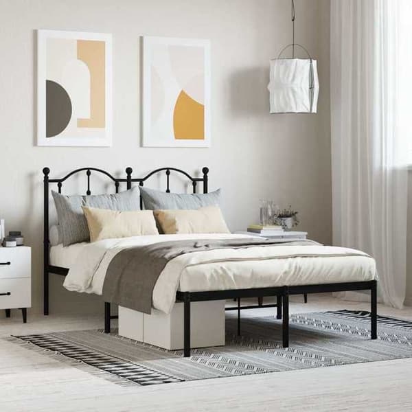 Sengestel - EKSKLUSIV HUS - 120x200 cm - Sort metal - Lamelseng - Opbevaring under seng Svart