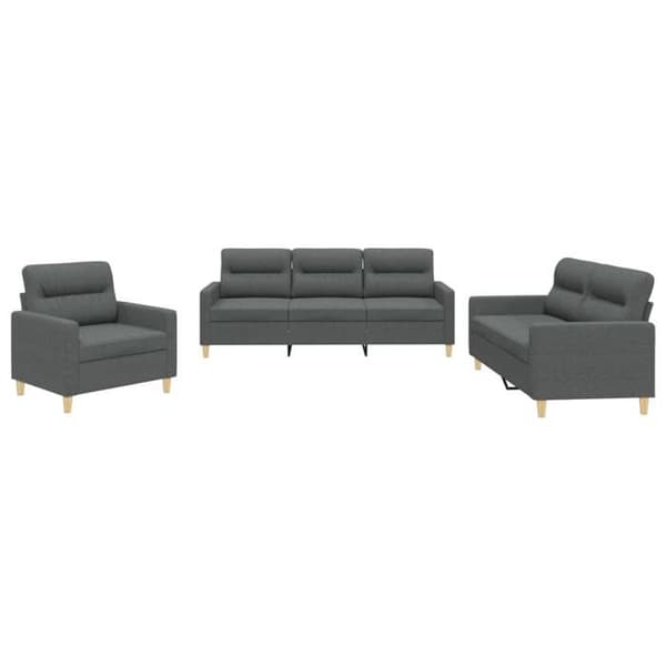 Maison Exclusive - Sæt af 3 sofaer med puder Mørkegrå Stof