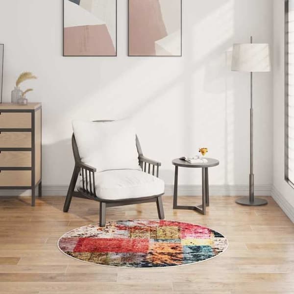 Maison Exclusive - Vaskbar Patchwork tæppe φ120 cm multicolor Flerfärgad