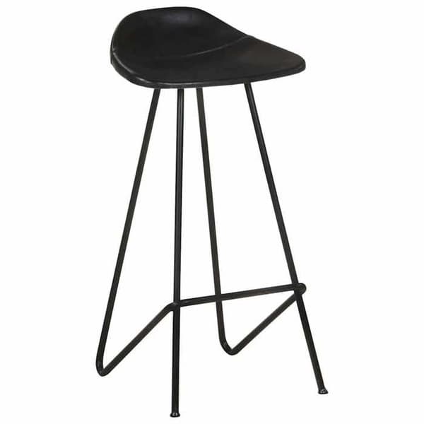Maison Exclusive - Barstolar set om 2 svart äkta läder