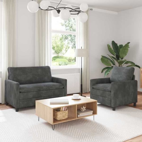 Sohvaryhmä - MAISON EXCLUSIVE - 2 osaa - Vaaleanharmaa - Polyesterikangas - Irrotettava metallirunko Ljusgrått