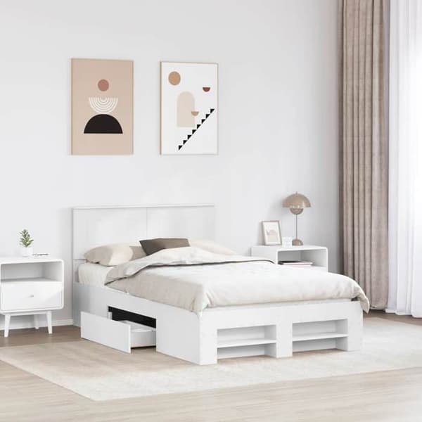 Maison Exclusive - Sängram Vit 137 x 203 cm Ingenjörsträ