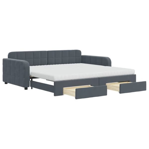 Maison Exclusive - Dagbädd och utdragssäng med mörkgrå lådor 100x200 cm sammet Mörkgrå