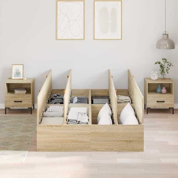 Maison Exclusive - Sengestel med opbevaring Eg Sonoma 120 x 200 cm