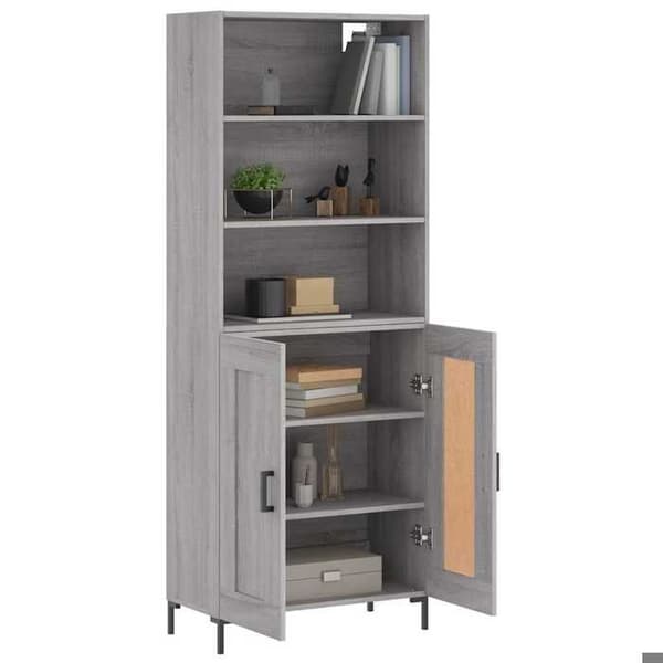 Maison Exclusive - Buffé hög Sonoma grå 69,5x34x180 cm Ingenjörsträ