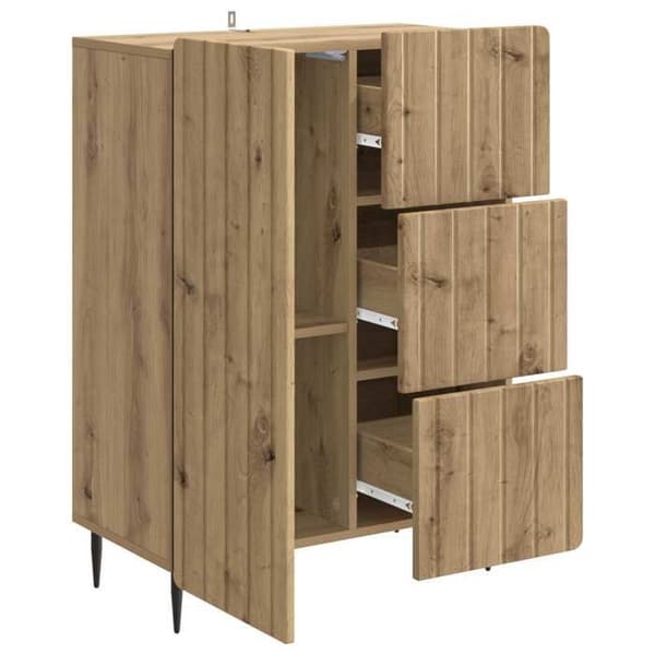 Maison Exclusive - Buffet i egetræ, håndlavet 66 x 34,5 x 91,5 cm, ingeniørtræ