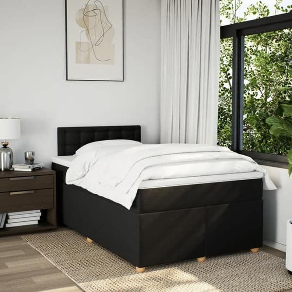 Maison Exclusive - Seng med lameller og madras Sort 120x200 cm Stof