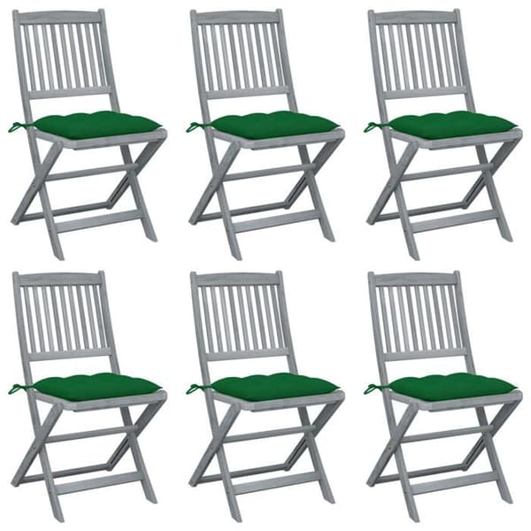 Maison Exclusive - Fällbara utomhusstolar set om 6 och kuddar i akaciaträ