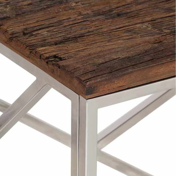 Maison Exclusive - Silverfärgad soffbord i rostfritt stål och massiv lärk Silver