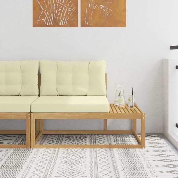 Utomhussoffa - EXKLUSIVT HUS - Utomhus ändsoffa - Massivt akacia - Vit polyesterkudde - 115x83x73 cm Vit