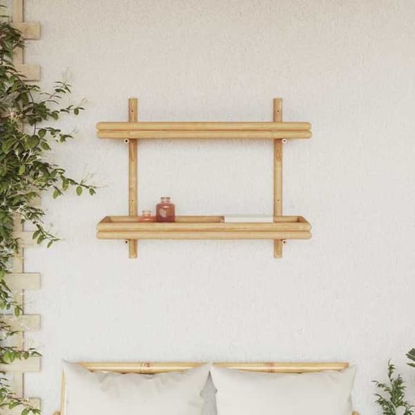 Vägghylla - EXKLUSIV HEM - 75 x 26 x 60 cm - Bambu - Brun - Rektangulär brun