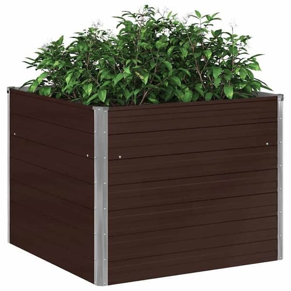 Maison Exclusive - Upphöjd planteringslåda Brun 100x100x77 cm Galvaniserat stål