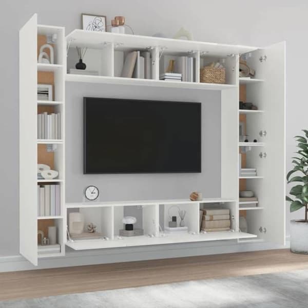 Maison Exclusive - 8 dele TV-møbel sæt Hvid Ingeniørtræ Vit