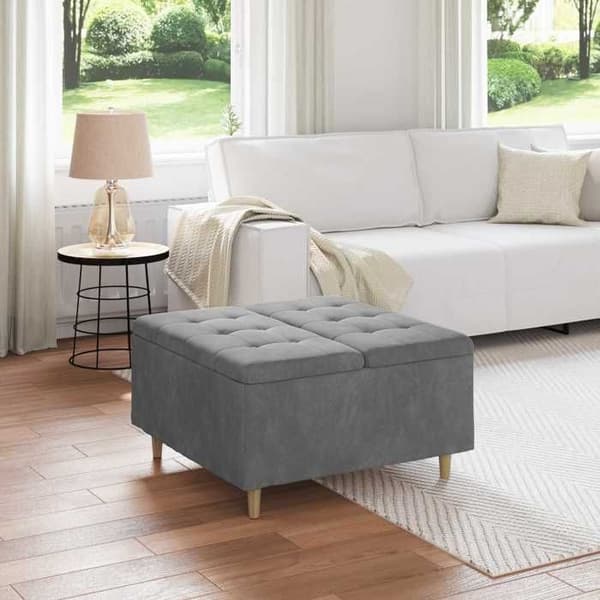 Maison Exclusive - Ottoman med förvaring Mörkgrå 80 x 80 x 45 cm Sammet
