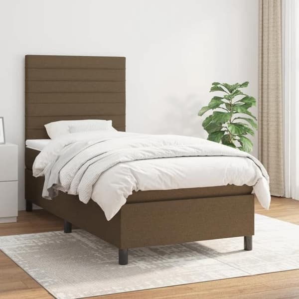 Sengestel med madras - Eksklusivt hus - 80x200 cm - Mørkebrun - Justerbar headboard
