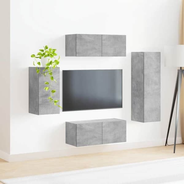 Maison Exclusive - TV-møbel sæt 4 dele Grå beton Ingeniørtræ