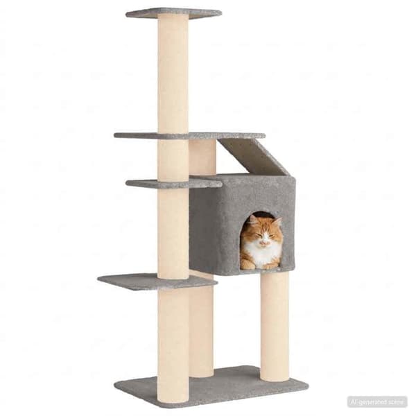 Maison Exclusive - Kattträd med sisal klöspålar Ljusgrå 183 cm