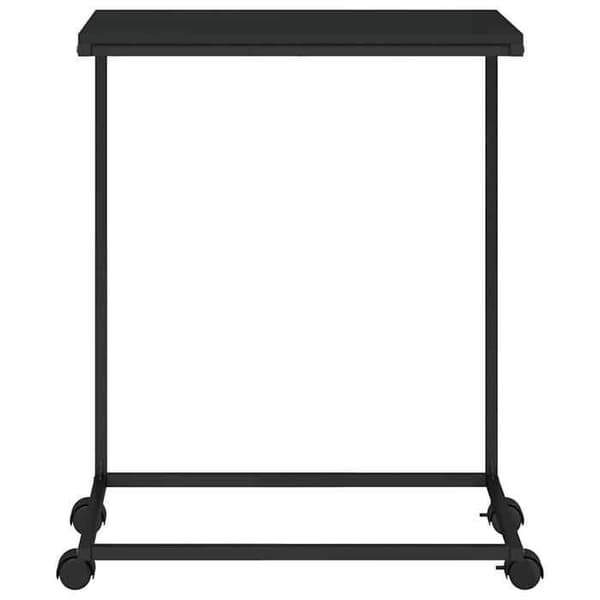 Maison Exclusive - Sidebord med hjul sort 55x35x70 cm ingeniørtræ