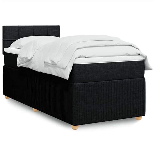 Maison Exclusive - Sengebund med lameller og madras Sort 90x190 cm Stof