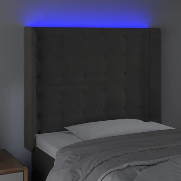Maison Exclusive - LED-päätyharso Tummanharmaa 93x16x118/128 cm Sametti Mörkgrå