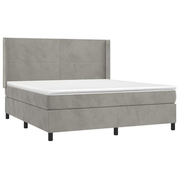 Maison Exclusive - Seng solid bund med socker og madras Grå 160x200cm Velour