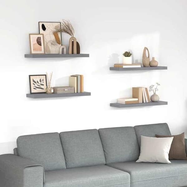 Maison Exclusive - 4 kpl kelluvia seinähyllyjä harmaa 80x23,5x3,8 cm MDF Grå