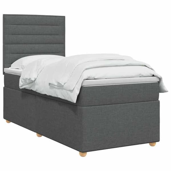 Maison Exclusive - Boxspring säng med madrass Mörkgrå 100 x 200 cm Tyg