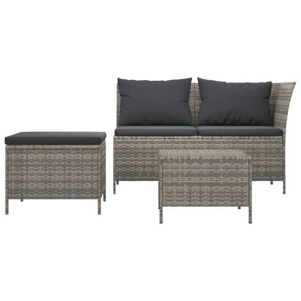 Maison Exclusive - Trädgårdsmöbler 3 delar med kuddar Grå Flätad resin