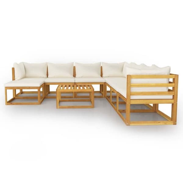 Maison Exclusive - Trädgårdsmöbler 9 delar med kuddar Creme Solid akaciaträ